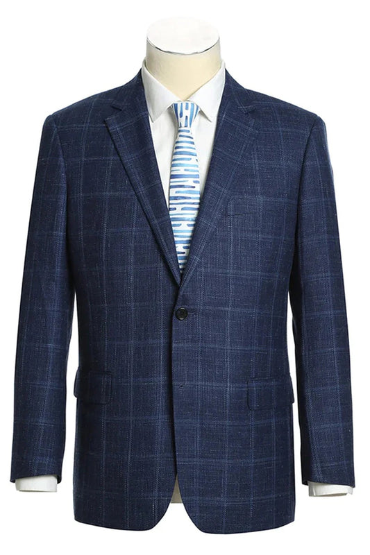 Renoir Navy Windowpane Classic Fit Sport Coat