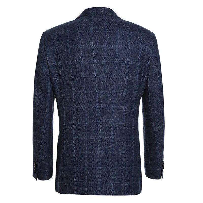 Renoir Navy Windowpane Classic Fit Sport Coat