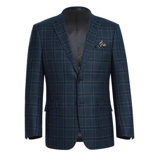 Renoir Teal Check Slim Fit Sport Coat