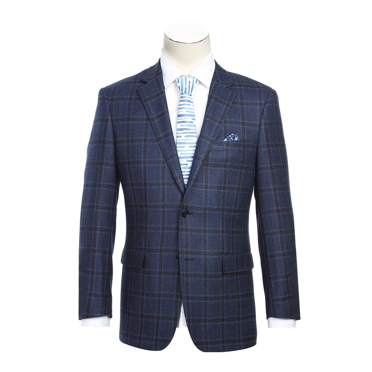 Renoir Blue Check Classic Fit Sport Coat