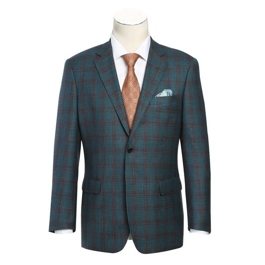 Renoir Teal Check Classic Fit Sport Coat