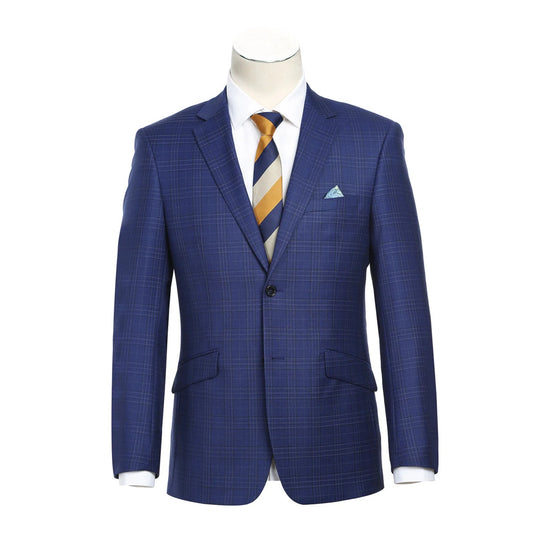 Renoir Blue Check Slim Fit Sport Coat