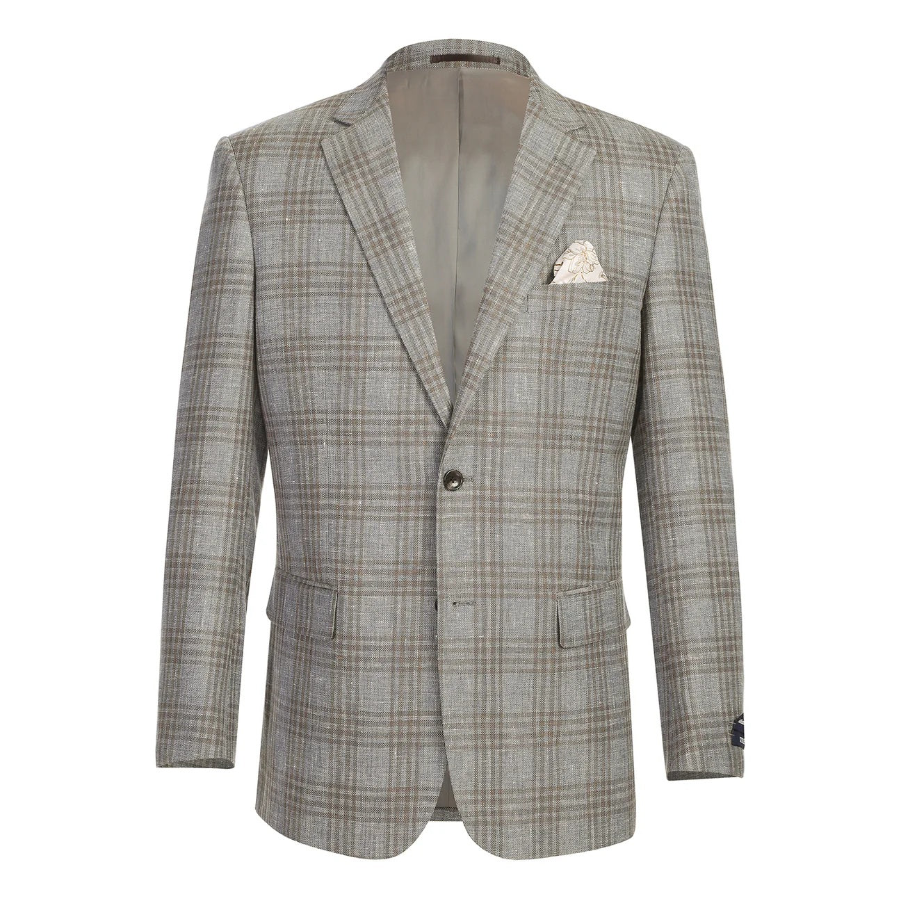 Renoir Grey/Brown Plaid Classic Fit Sport Coat