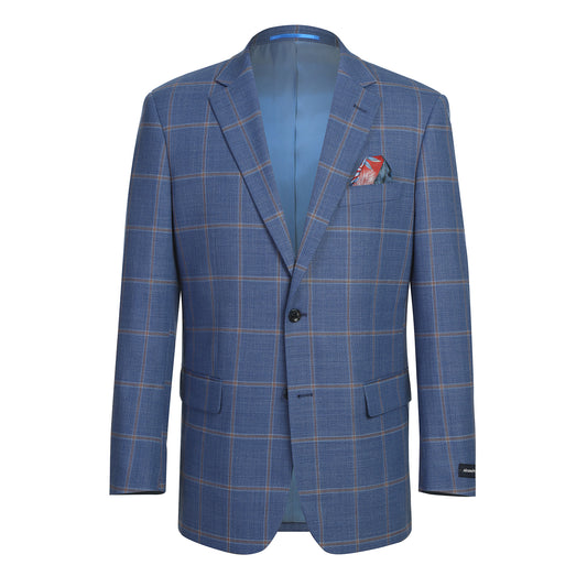 Renoir Blue Windowpane Classic Fit Sport Coat