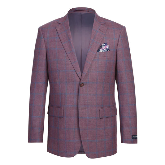 Renoir Amaranth Windowpane Slim Fit Sport Coat