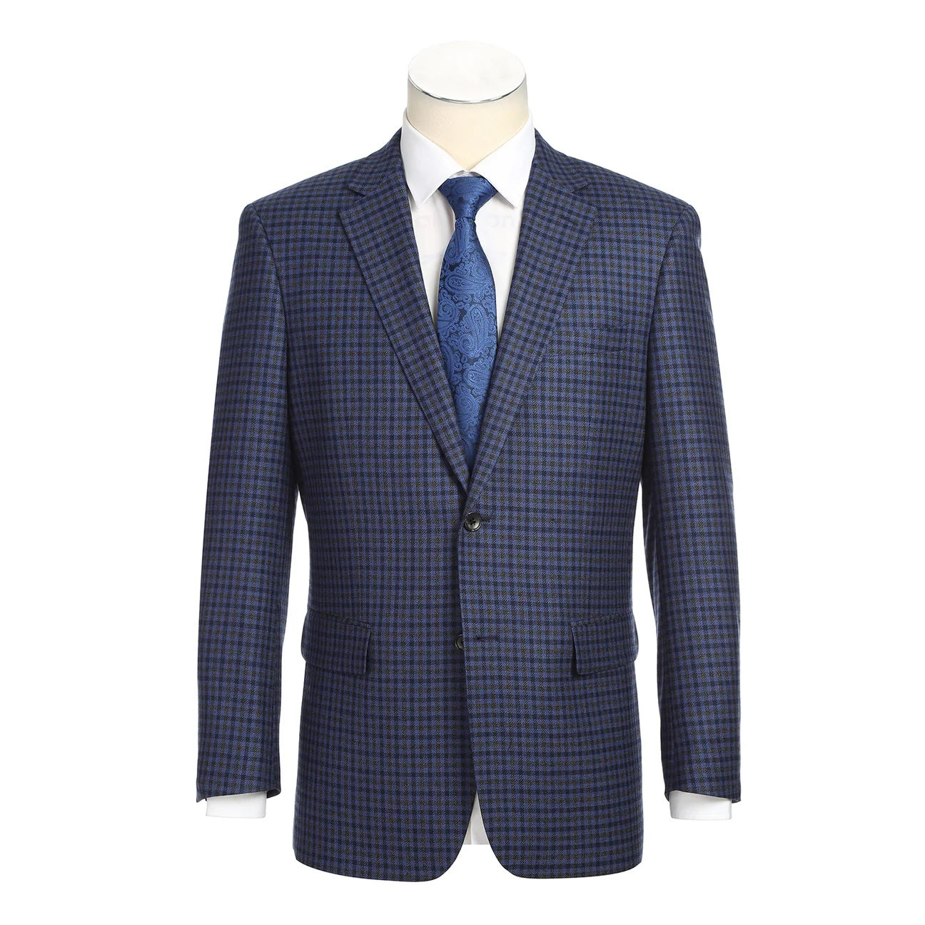 Renoir Blue Check Classic Fit Sport Coat