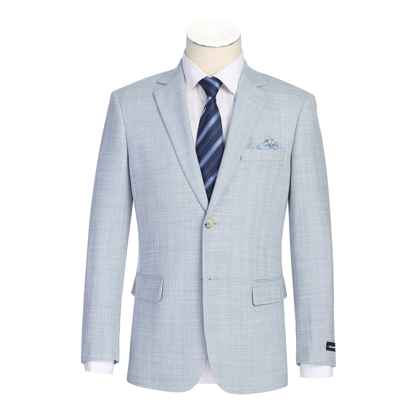 Renoir Sky Blue Herringbone Slim Fit Sport Coat
