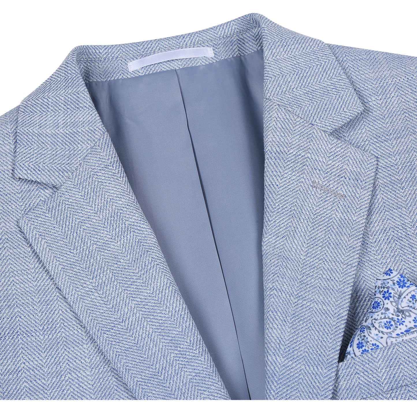 Renoir Sky Blue Herringbone Slim Fit Sport Coat