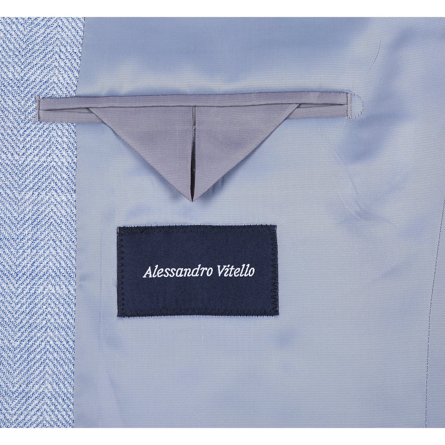 Renoir Sky Blue Herringbone Slim Fit Sport Coat