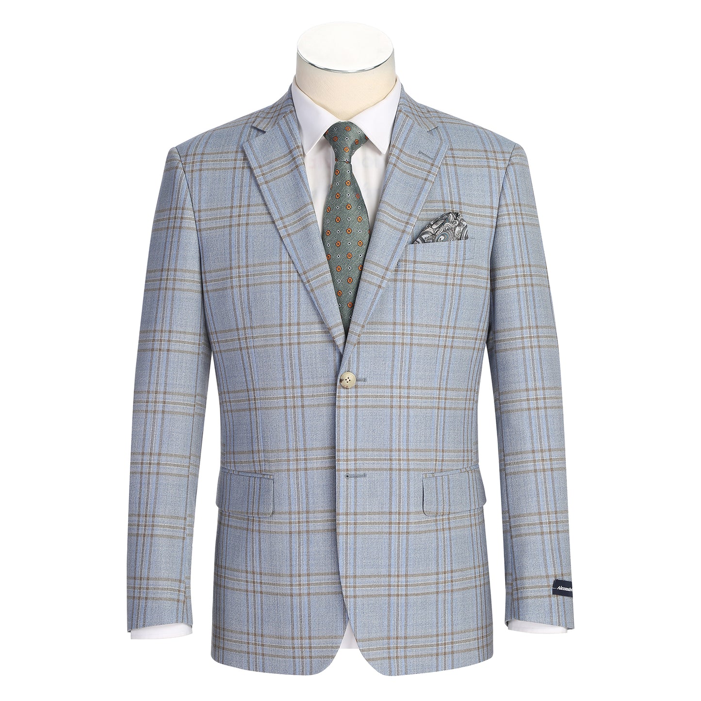 Renoir Blue Windowpane Slim Fit Sport Coat