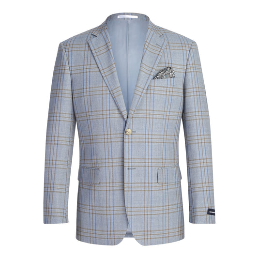Renoir Blue Windowpane Slim Fit Sport Coat