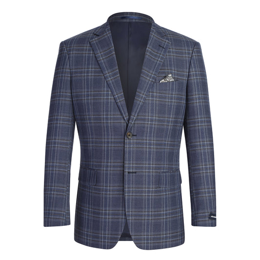 Renoir Navy Plaid Slim Fit Sport Coat