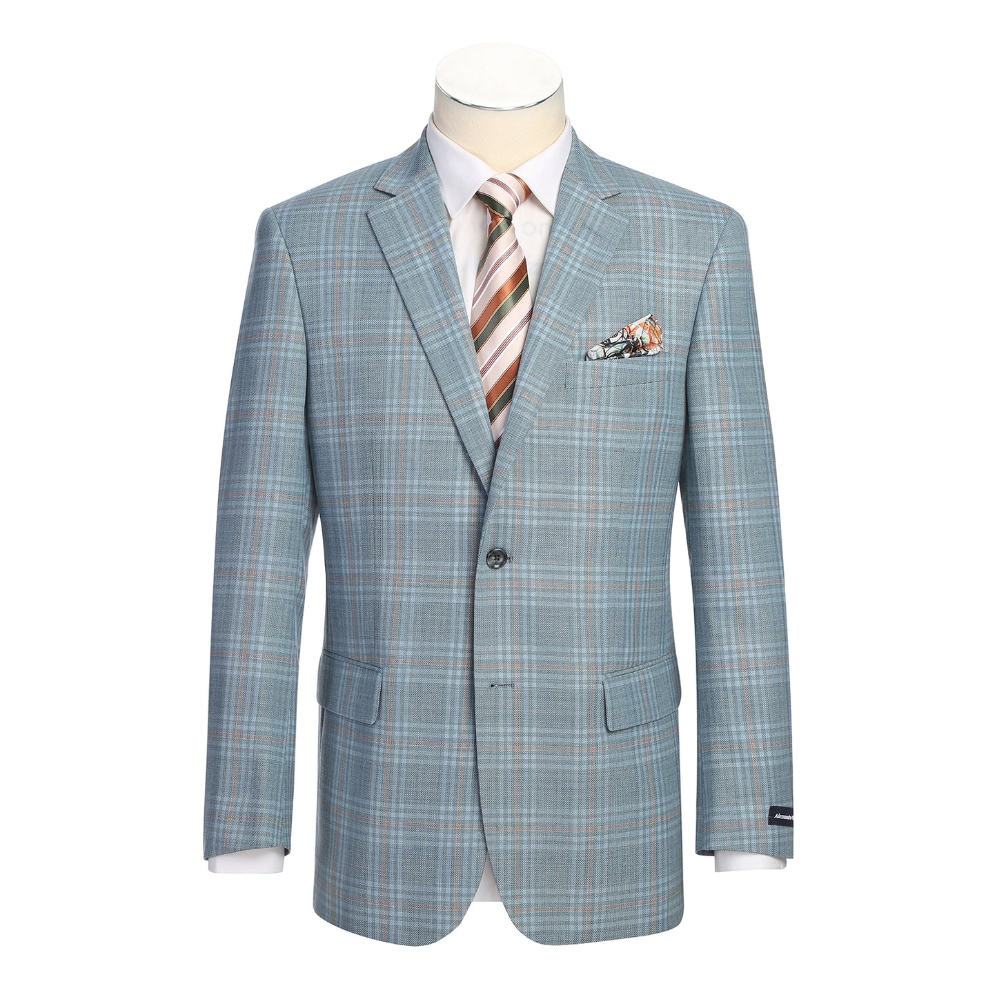 Renoir Acid Blue Plaid Classic Fit Sport Coat