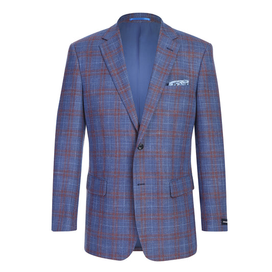 Renoir Blue Plaid Classic Fit Sport Coat