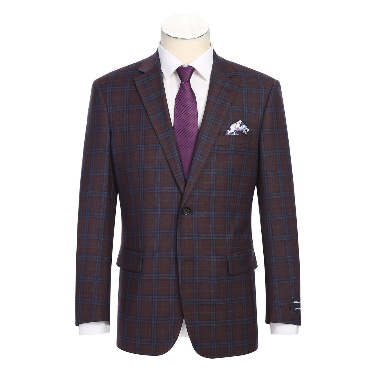 Renoir Purple Windowpane Classic Fit Sport Coat