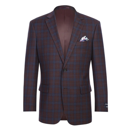 Renoir Purple Windowpane Classic Fit Sport Coat