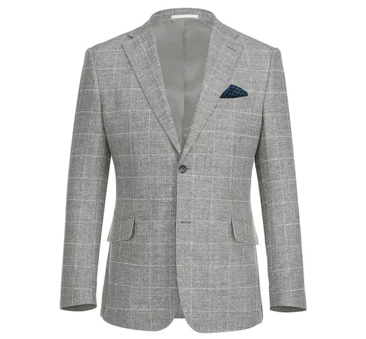 Renoir Gray Windowpane Slim Fit Sport Coat