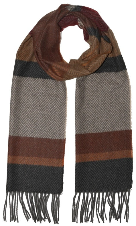 Fraas Multi Herringbone Stripe Cashmink Scarf