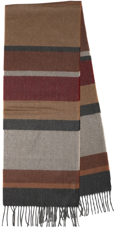 Fraas Multi Herringbone Stripe Cashmink Scarf
