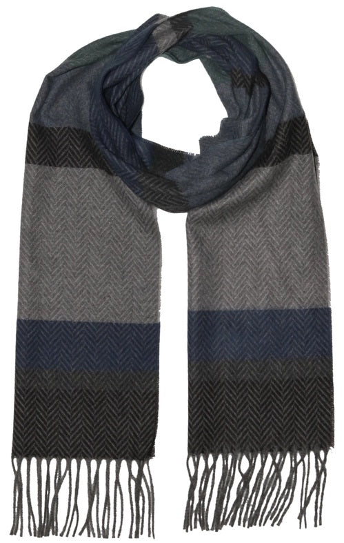 Fraas Multi Herringbone Stripe Cashmink Scarf