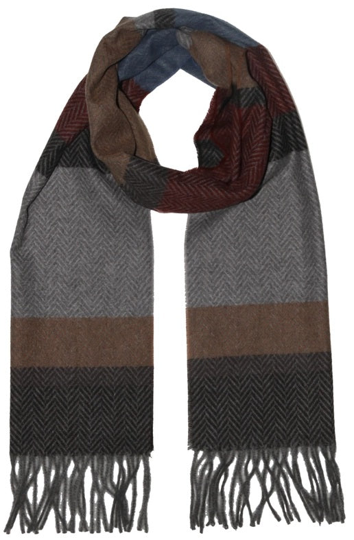 Fraas Multi Herringbone Stripe Cashmink Scarf