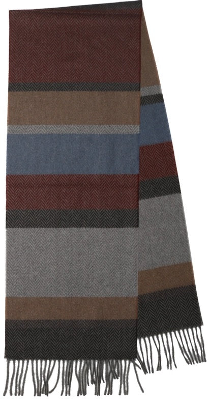 Fraas Multi Herringbone Stripe Cashmink Scarf