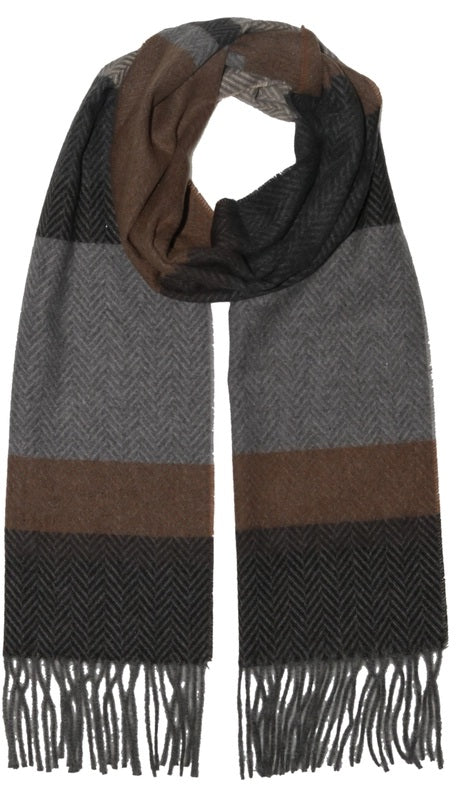 Fraas Multi Herringbone Stripe Cashmink Scarf
