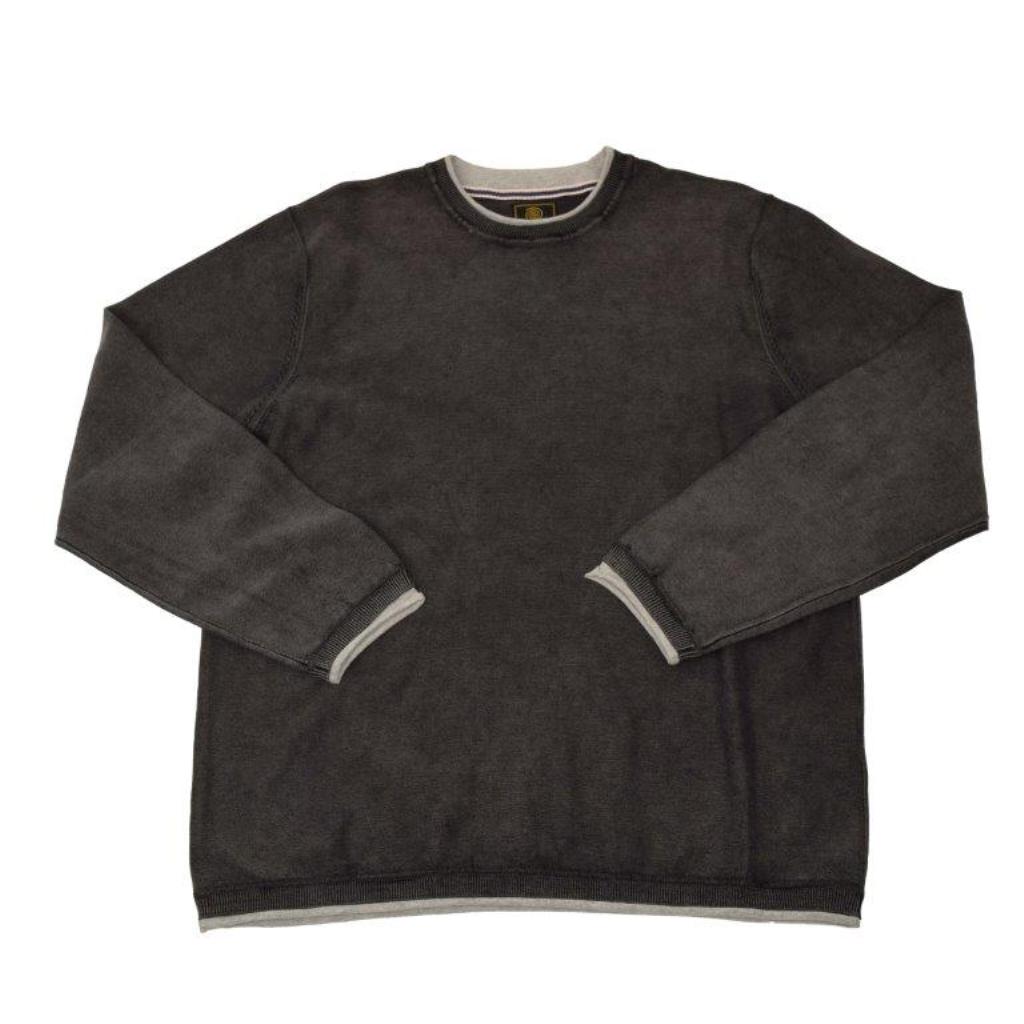 FX Fusion Sandwashed Layered with Jersey Tall Size Crew Sweater