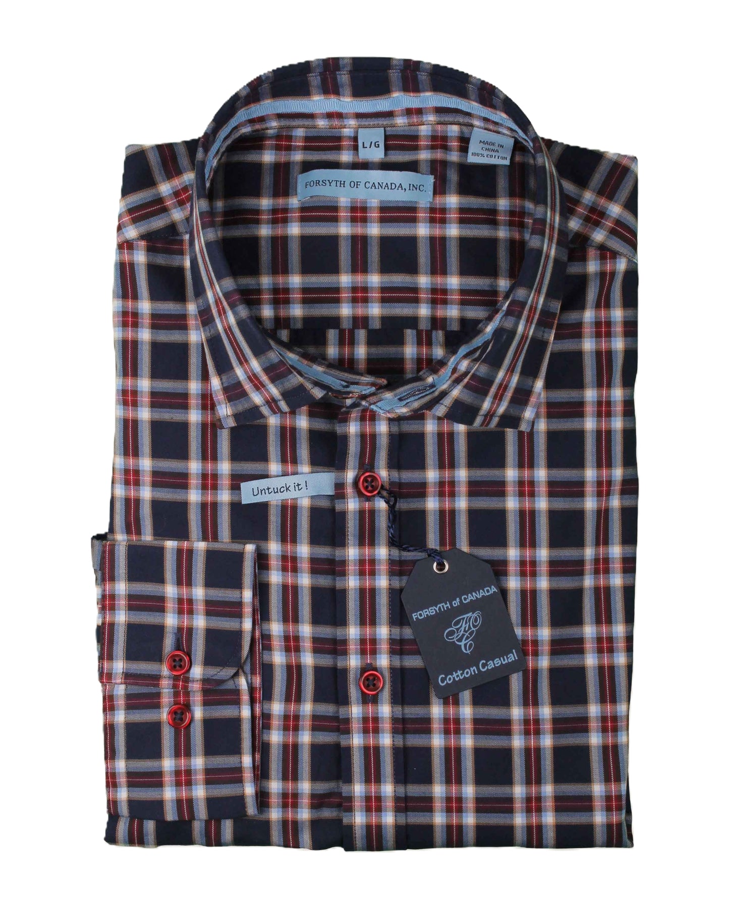 Forsyth of Canada Long Sleeve Cotton Casual Untuck it Sport Shirt