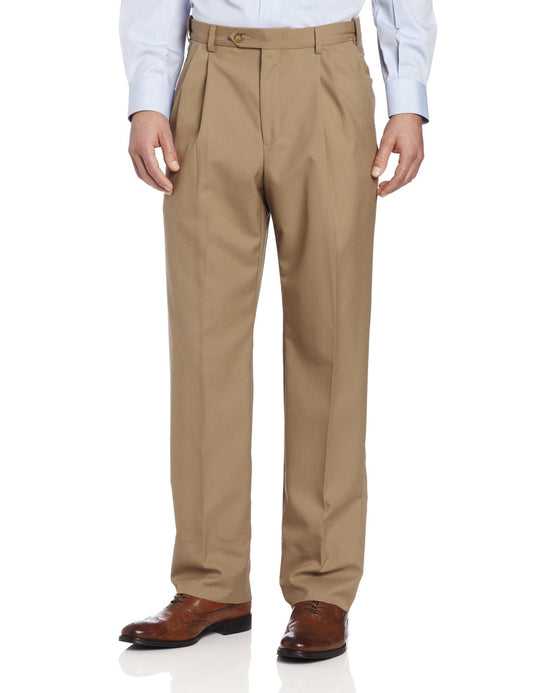 Ascott Browne Wool Blend Self Sizer Pleated Front Dress Pant