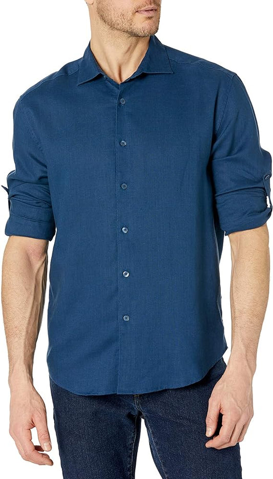 Cubavera Travel-Select Linen Blend Long Sleeve Shirt