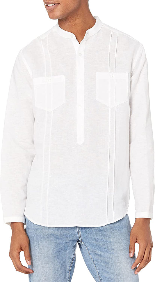 Cubavera Two Pocket Pintuck Popover Long Sleeve Shirt