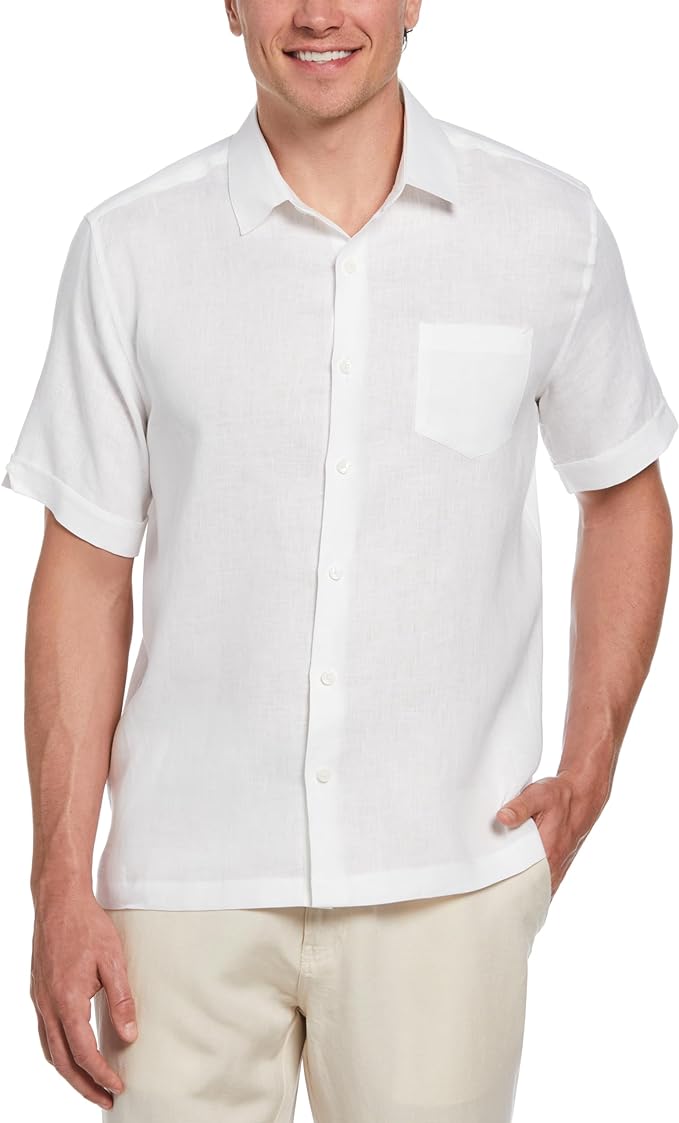 Cubavera Travel-Select Linen Blend Short Sleeve Shirt