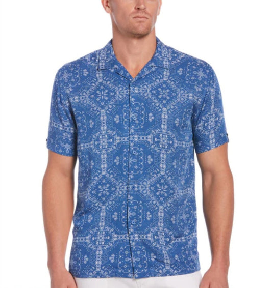 Cubavera Geometric Print Short Sleeve Shirt