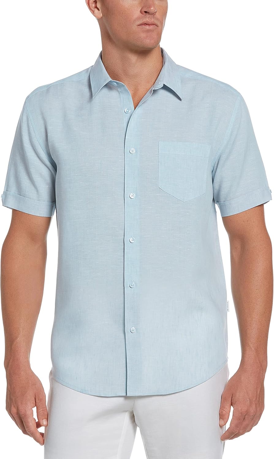 Cubavera Travel-Select Linen Blend Short Sleeve Shirt