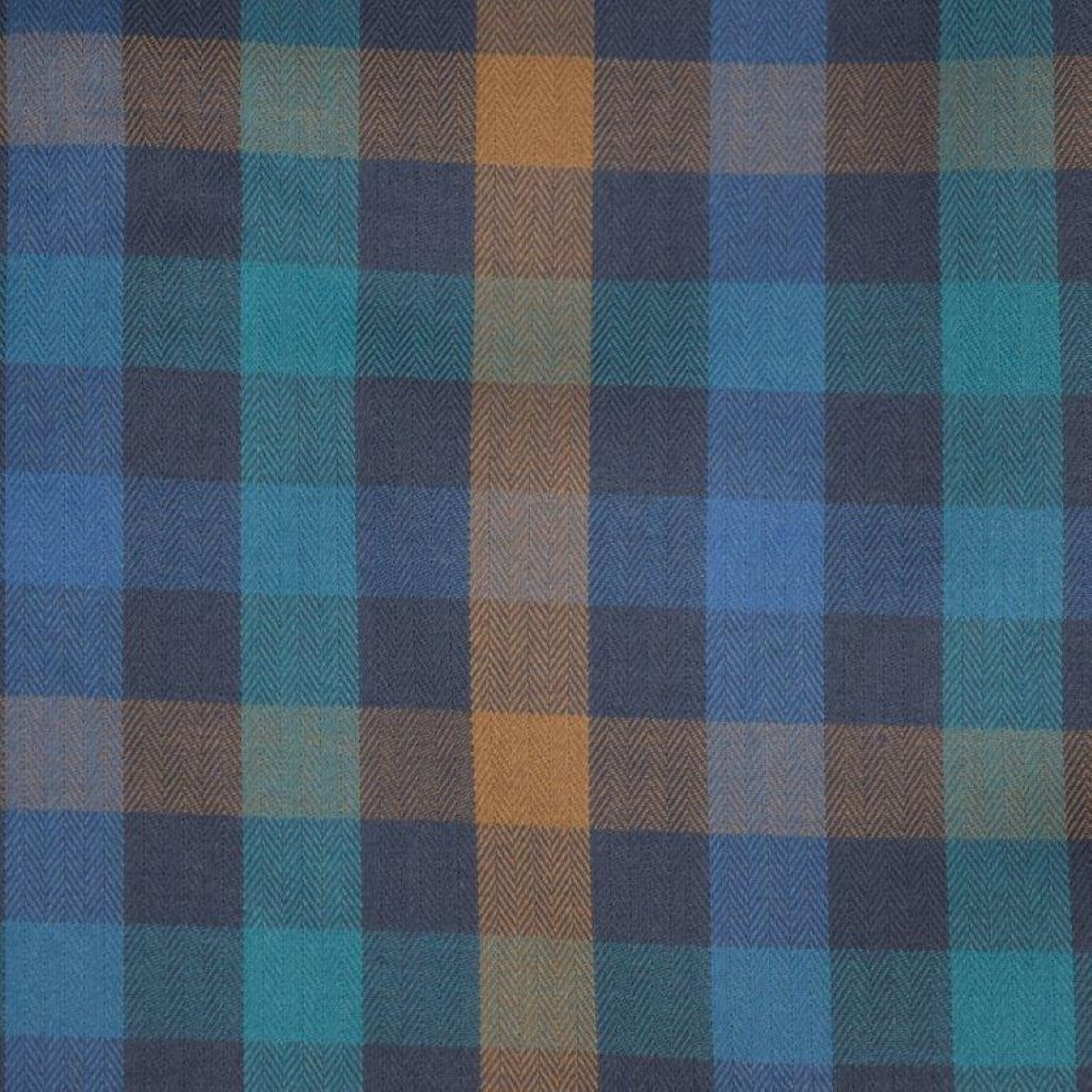 FX Fusion Long Sleeve Royal/Teal/Tan Twill Check Sport Shirt