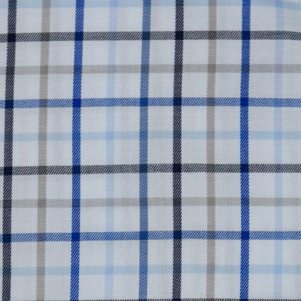 FX Fusion Long Sleeve Blue Twill Multi Check Sport Shirt
