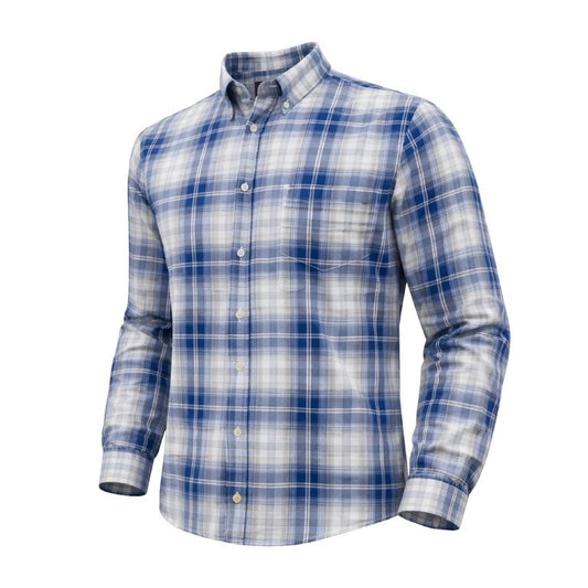 FX Fusion Long Sleeve Blue/Tan Twill Multi Plaid Sport Shirt