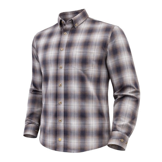 FX Fusion Long Sleeve Taupe Multi Twill Muted Plaid Sport Shirt