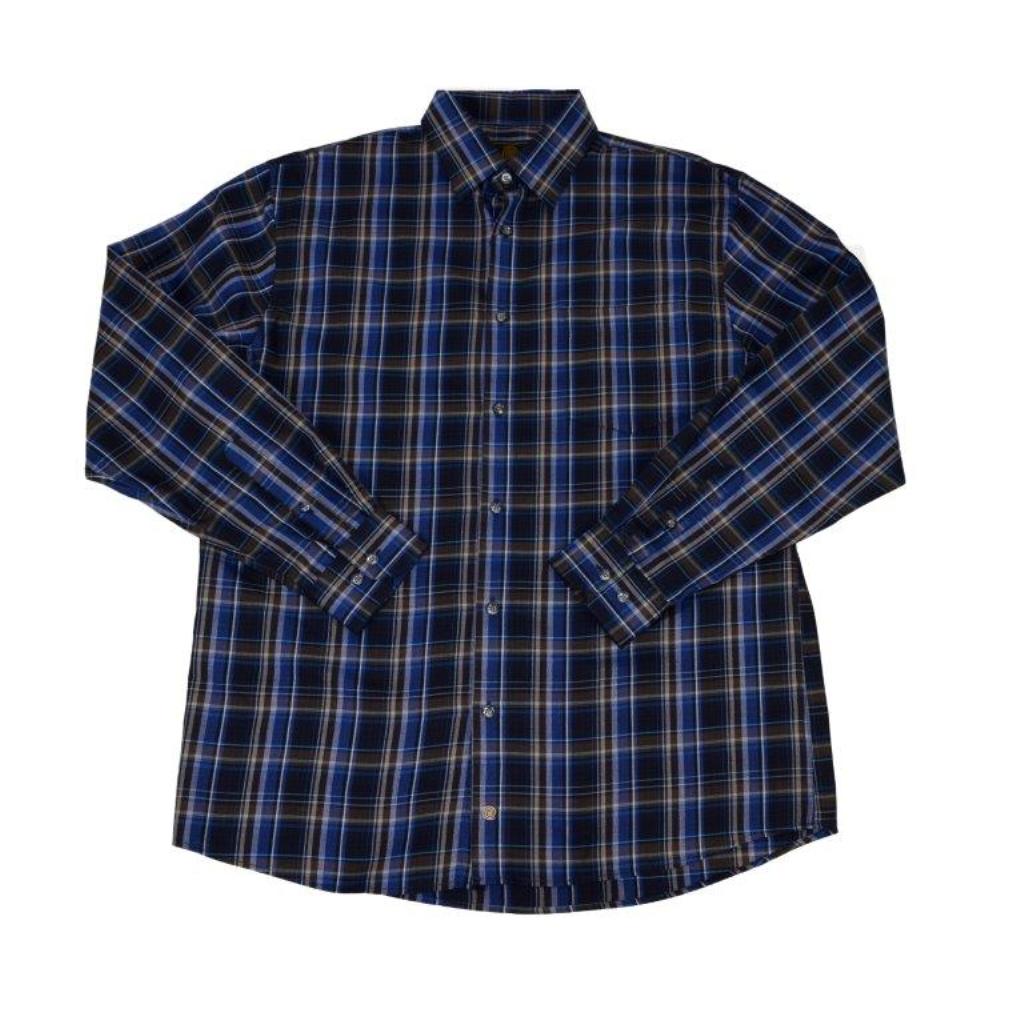 FX Fusion Long Sleeve Royal/Brown/Black Multi Plaid Tall Size Sport Shirt