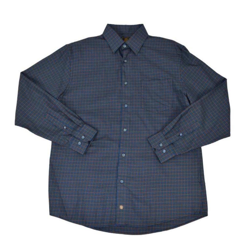 FX Fusion Long Sleeve Teal/Brown/Black Mini Check Sport Shirt