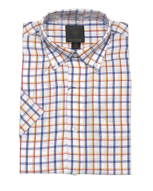 FX Fusion Short Sleeve Orange/Blue Multi Check Tall Size Sport Shirt
