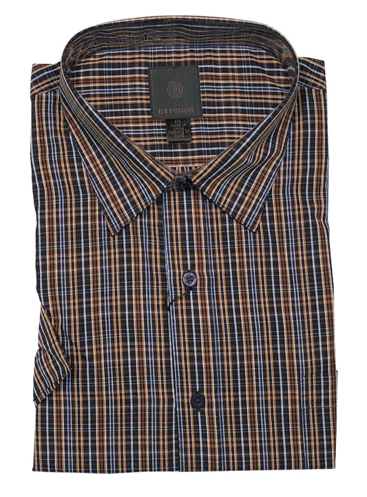 FX Fusion Short Sleeve Navy/Copper Multi Stripe Tall Size Sport Shirt