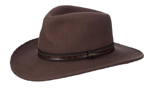 Scala San Antonio Crushable Water Repellent Wool Felt Outback Hat with 3" Brim