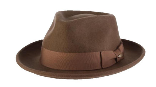 Scala Bristol Crushable Water Repellent Wool Felt Fedora Hat with 2 3/8" Brim