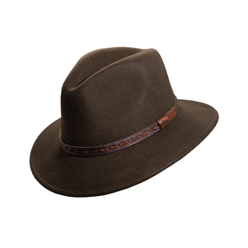 Scala Richmond Crushable Water Repellent Wool Felt Safari Hat with 2 1/2" Brim