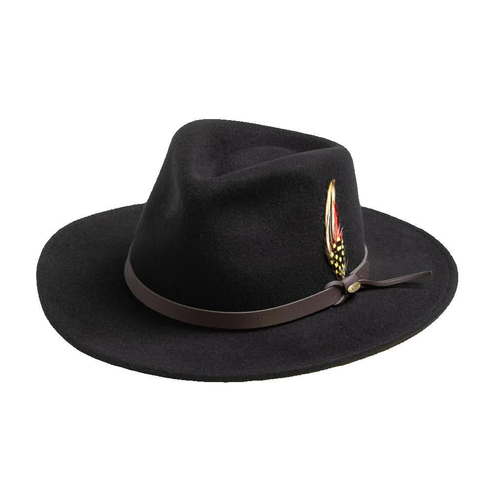 Scala Dakota Crushable Water Repellent Wool Felt Outback Hat with 3" Brim