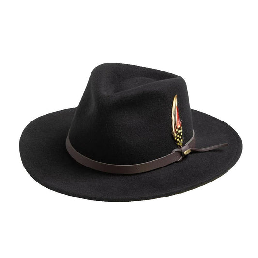 Scala Dakota Crushable Water Repellent Wool Felt Outback Hat with 3" Brim