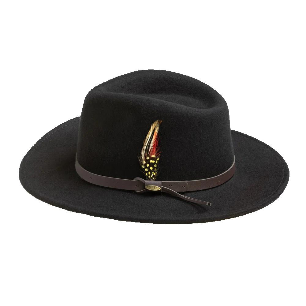 Scala Dakota Crushable Water Repellent Wool Felt Outback Hat with 3" Brim