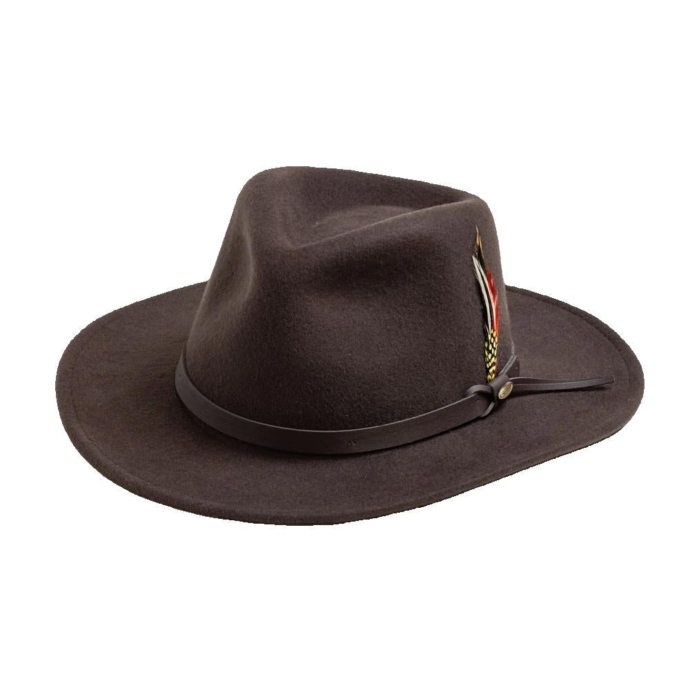 Scala Dakota Crushable Water Repellent Wool Felt Outback Hat with 3" Brim